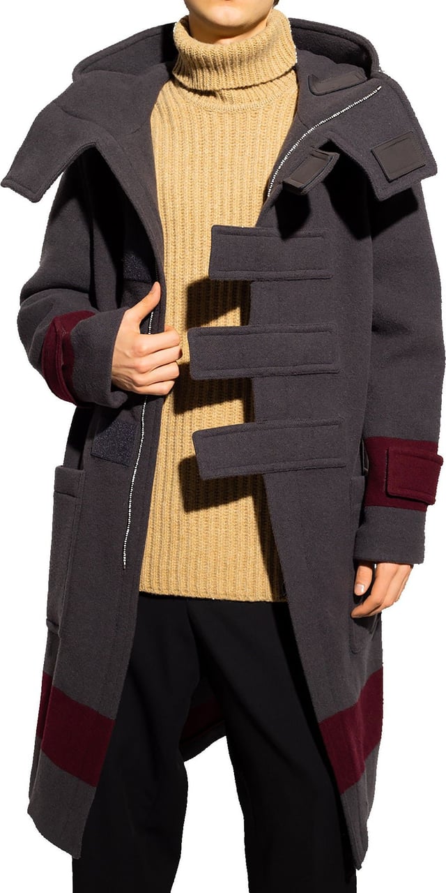 Burberry Burberry Wool Hooded Coat Grijs