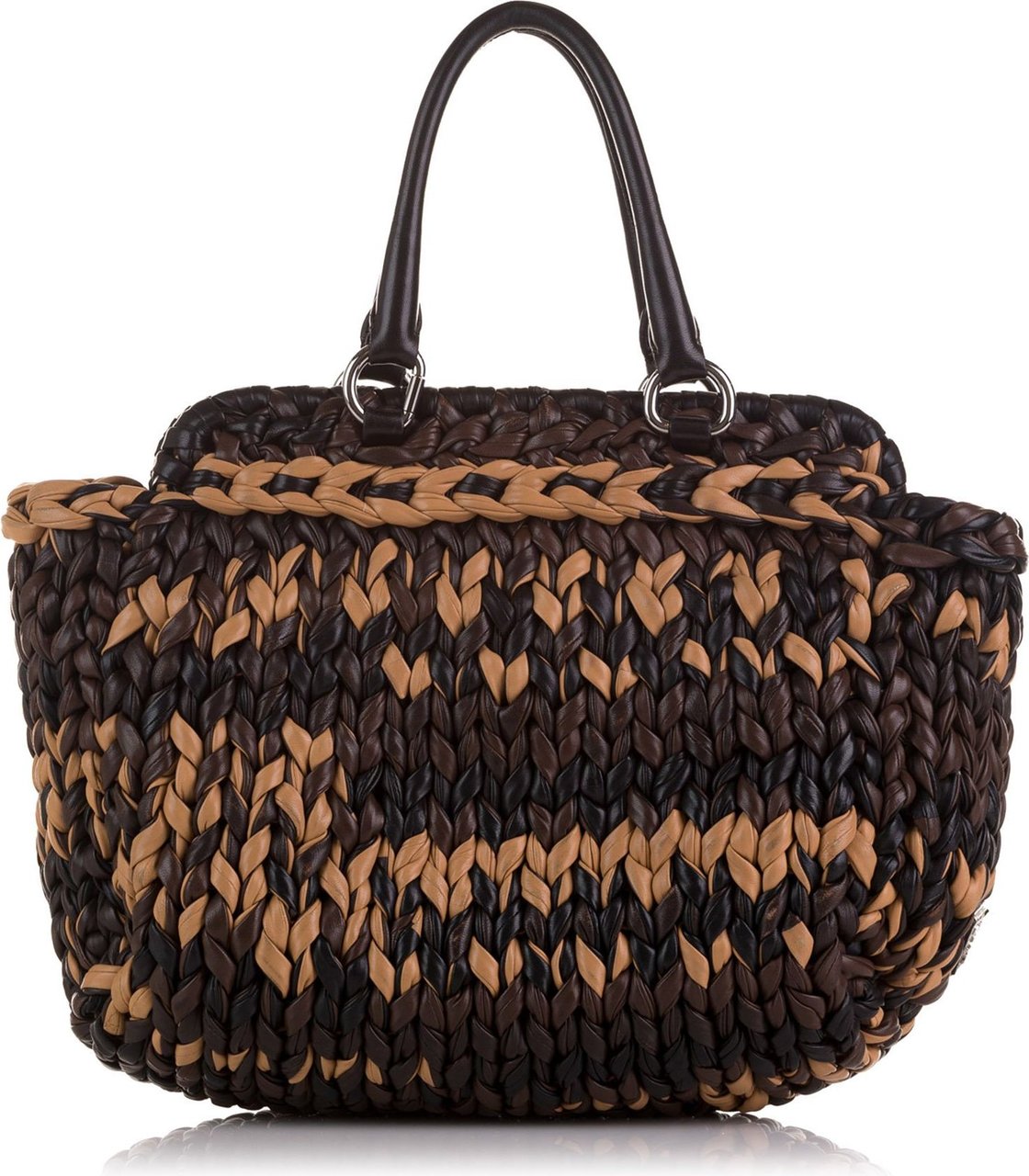 Prada Knit Nappa Tote Bag Bruin
