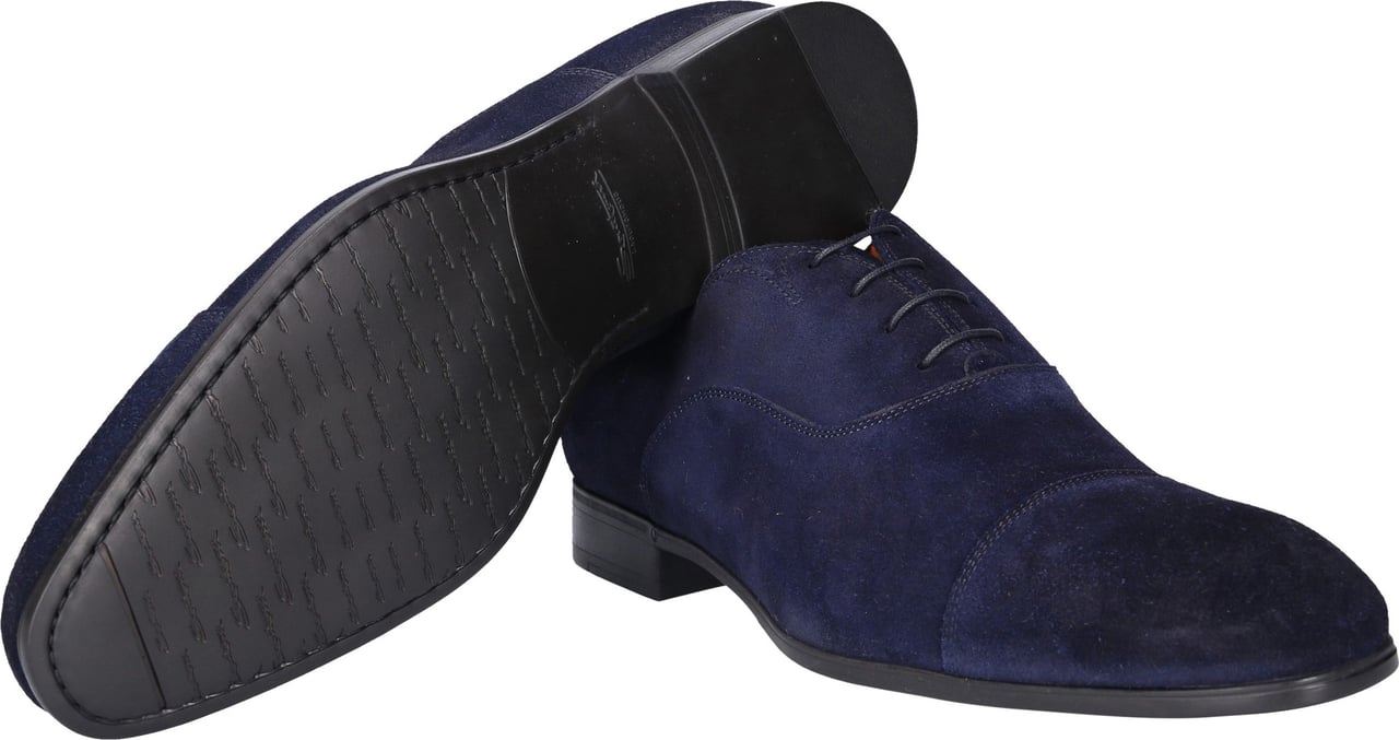 Santoni Business Shoes Oxford Suede Davide W Blauw