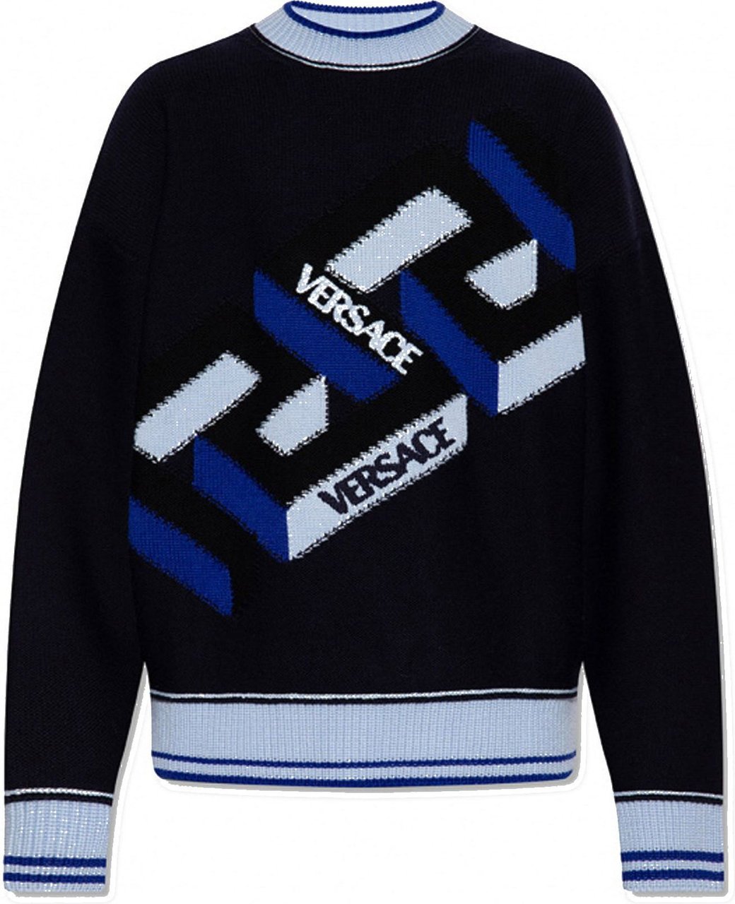 Versace Versace Wool Logo Sweater Blauw