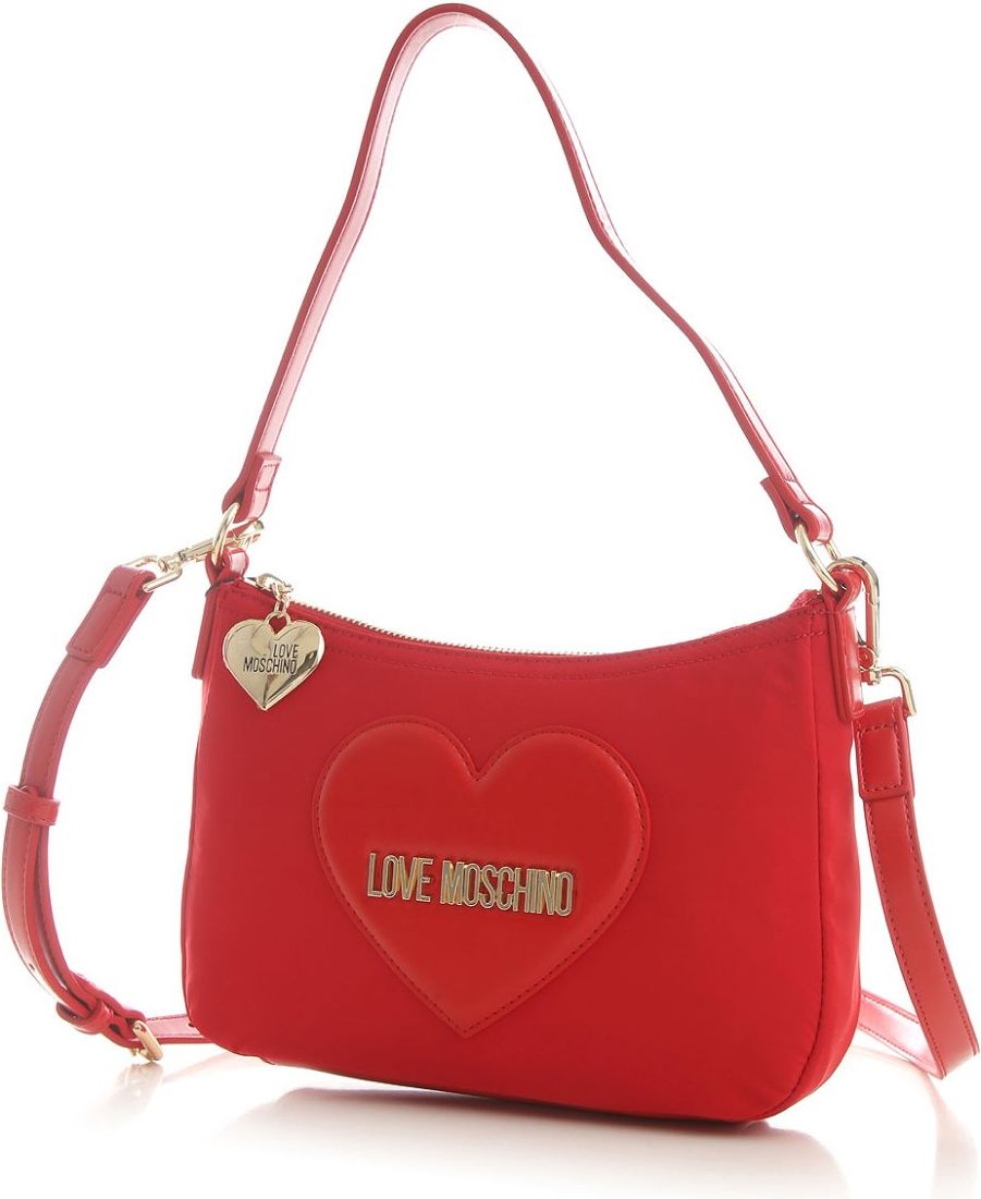 Moschino Heart Logo Hobo Shoulder Bag Rood