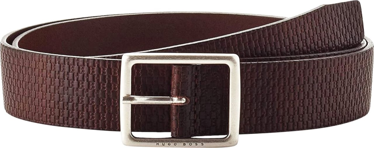 Hugo Boss Ralf Monogram Leather Belt Bruin