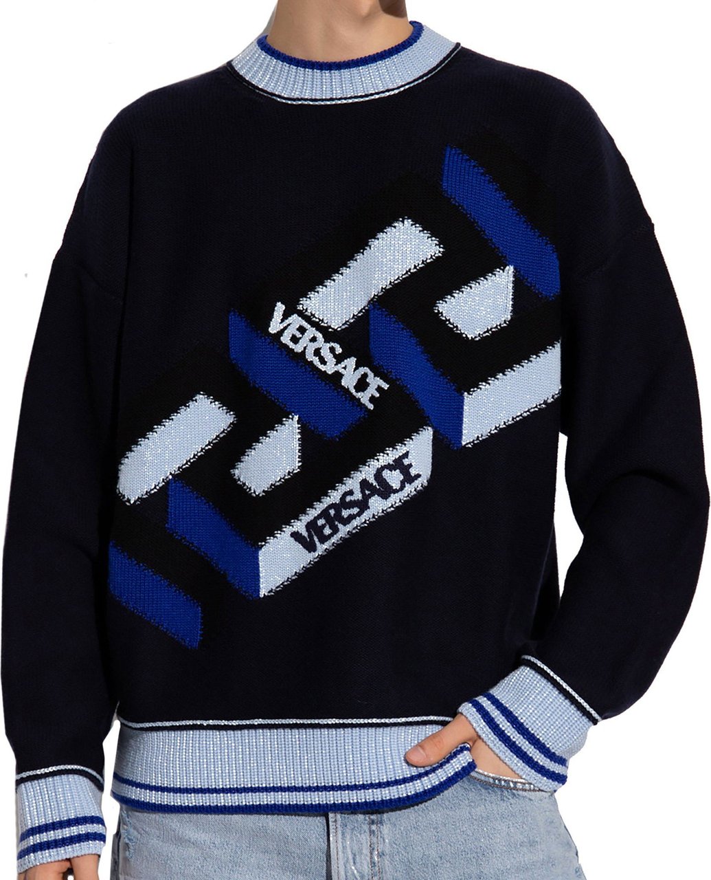 Versace Versace Wool Logo Sweater Blauw