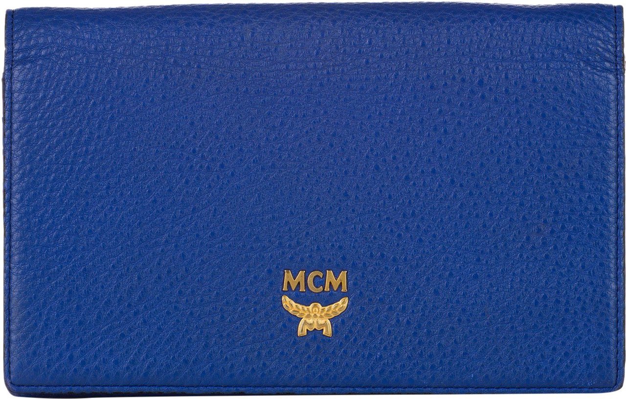 MCM Leather Wallet On Strap Blauw