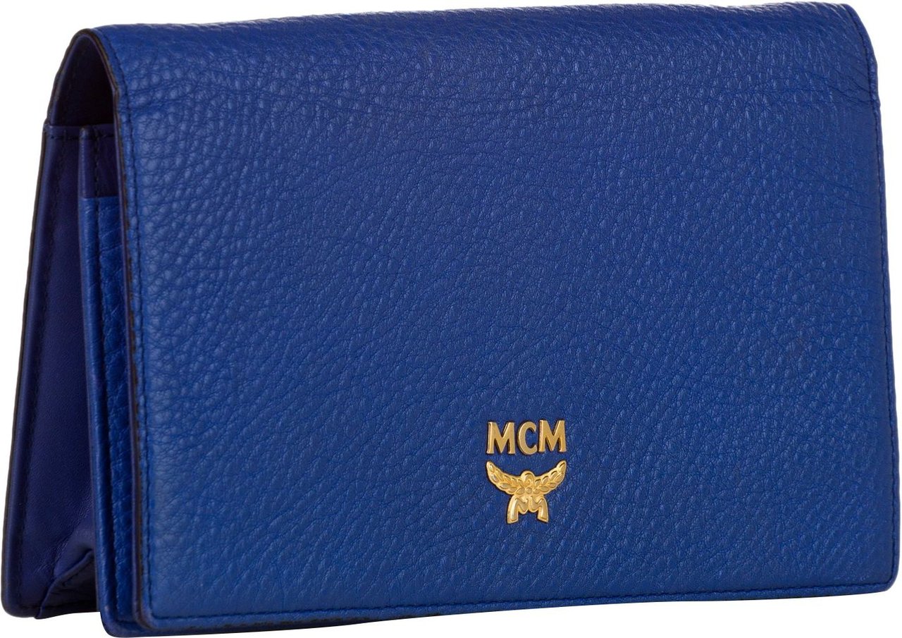 MCM Leather Wallet On Strap Blauw