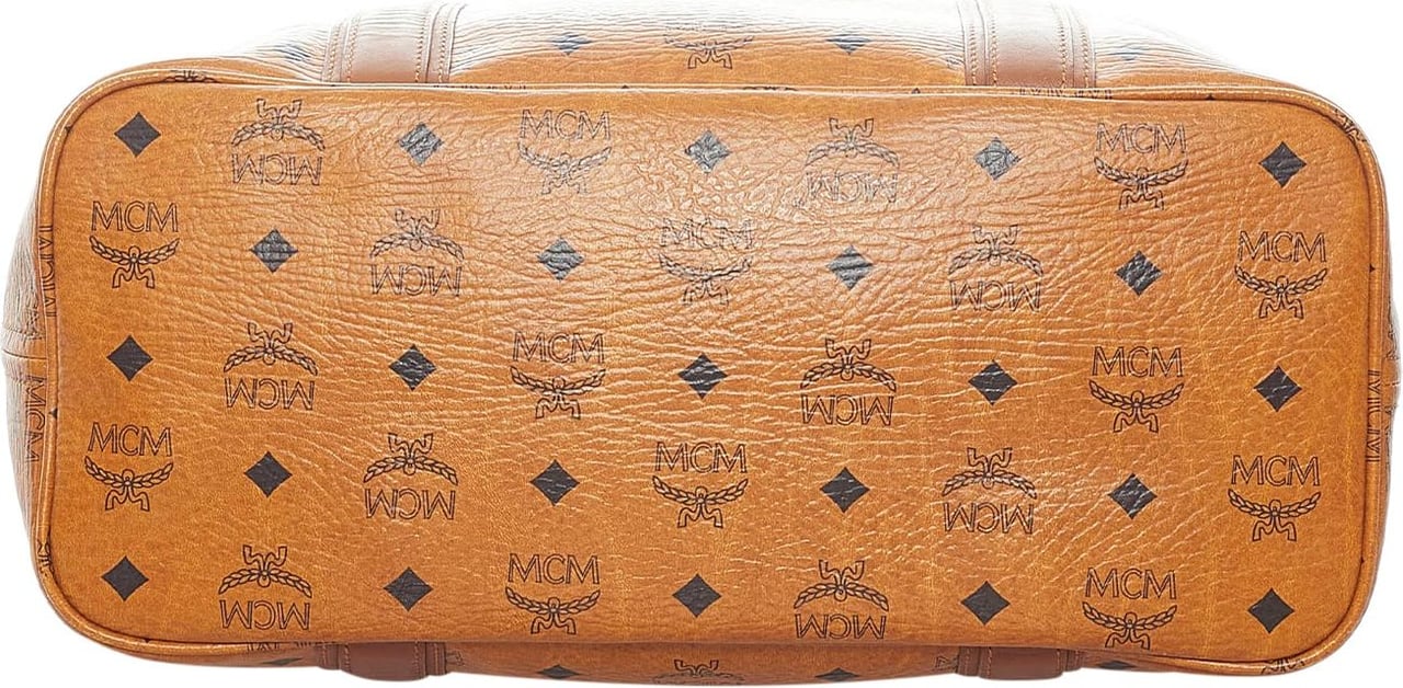 MCM Visetos Leather Tote Bag. Bruin