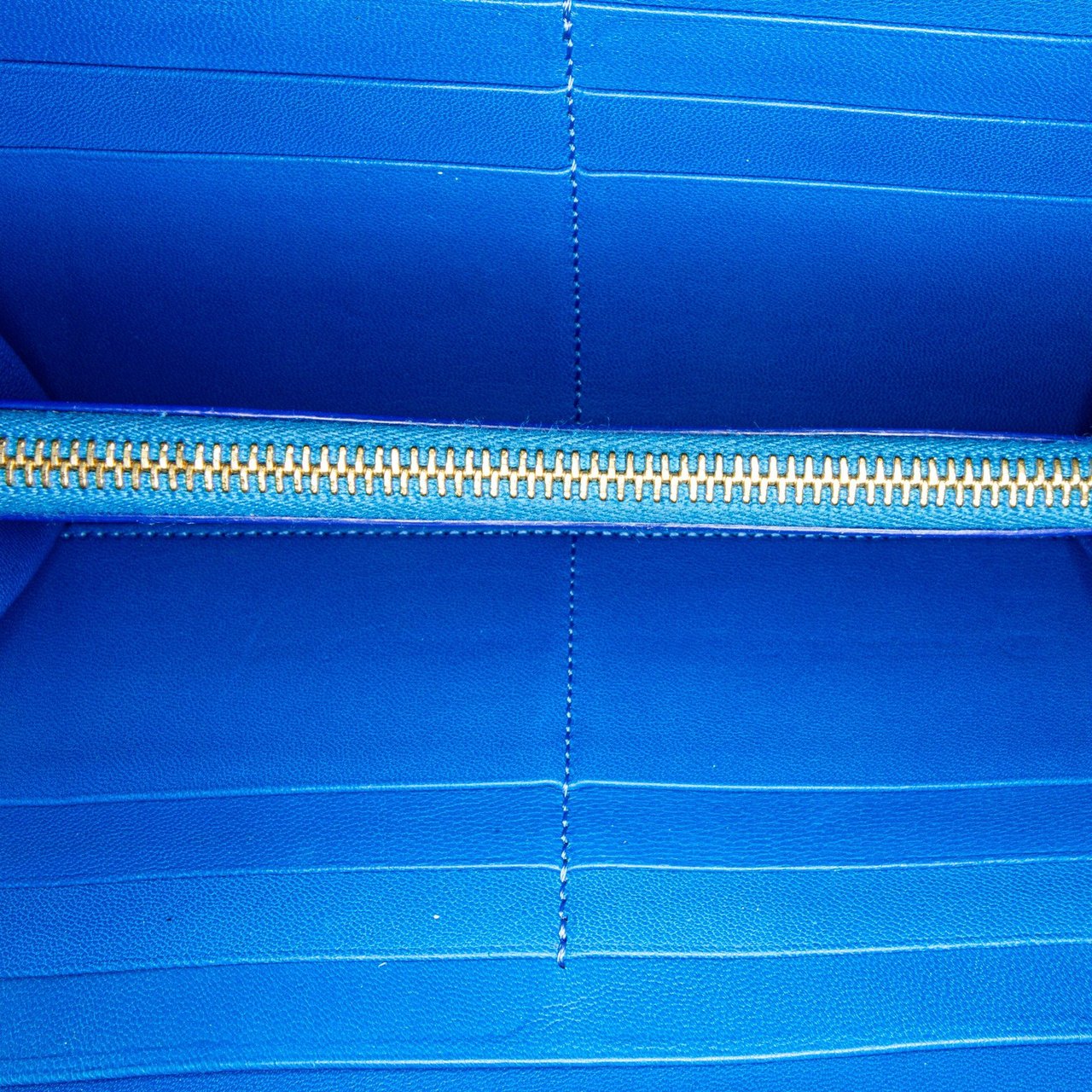 Celine Large Zipped Multifunction Bicolor Leather Wallet Blauw
