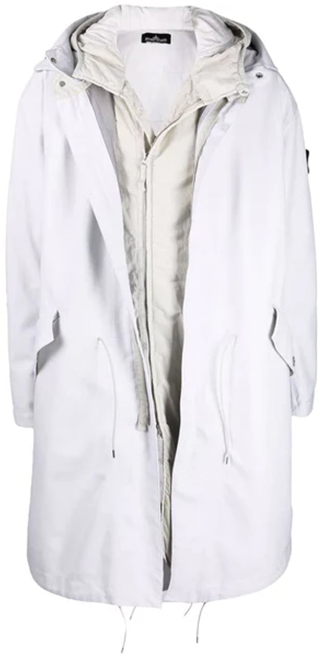 Stone island white parka clearance