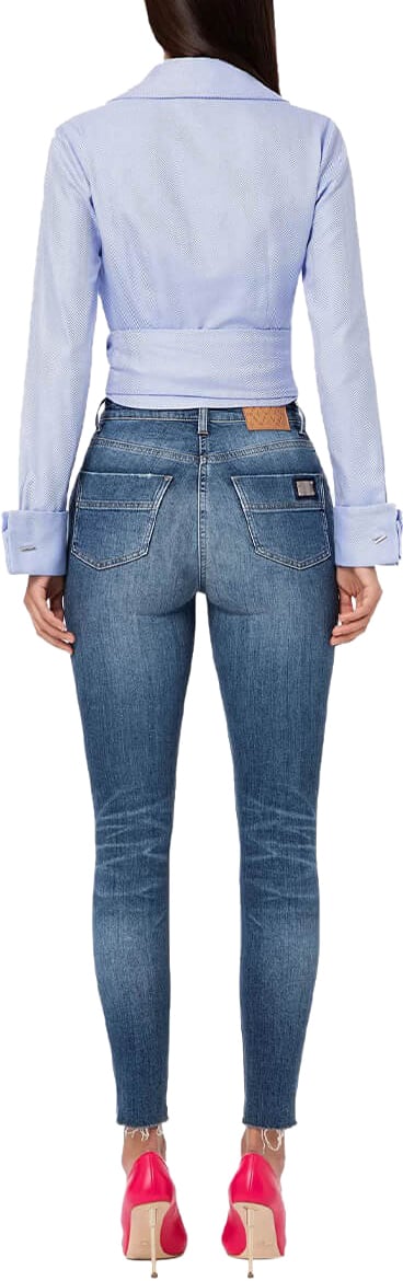 Elisabetta Franchi Cross-Over Cropped Shirt Blauw