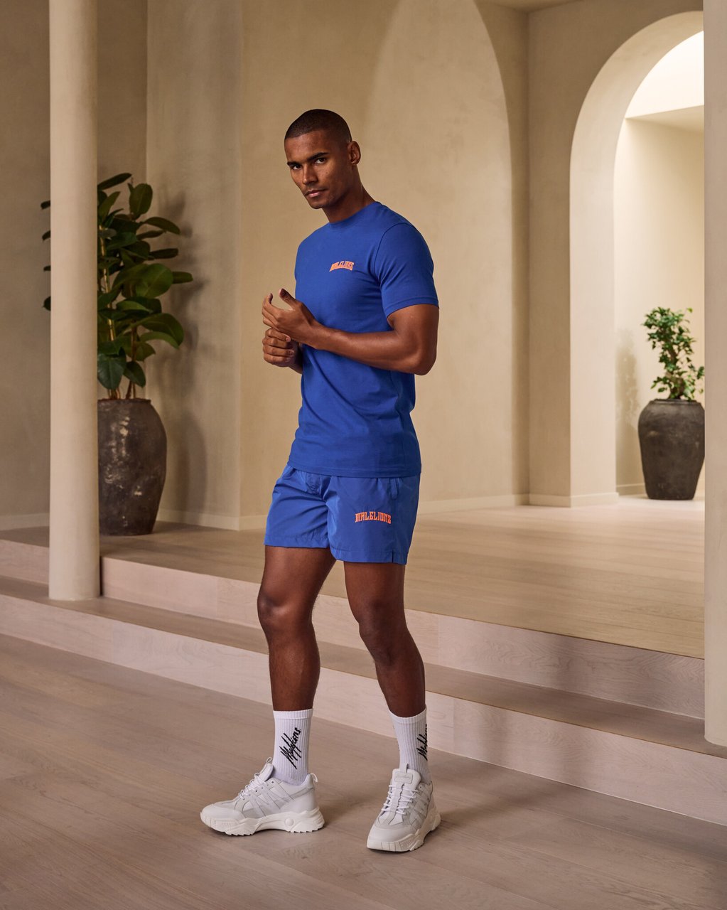 Malelions Boxer T-Shirt - Cobalt/Orange Blauw