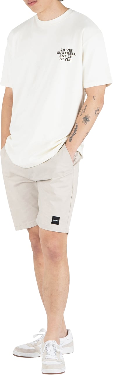 Quotrell La Vie T-shirt | Off White/brown Wit