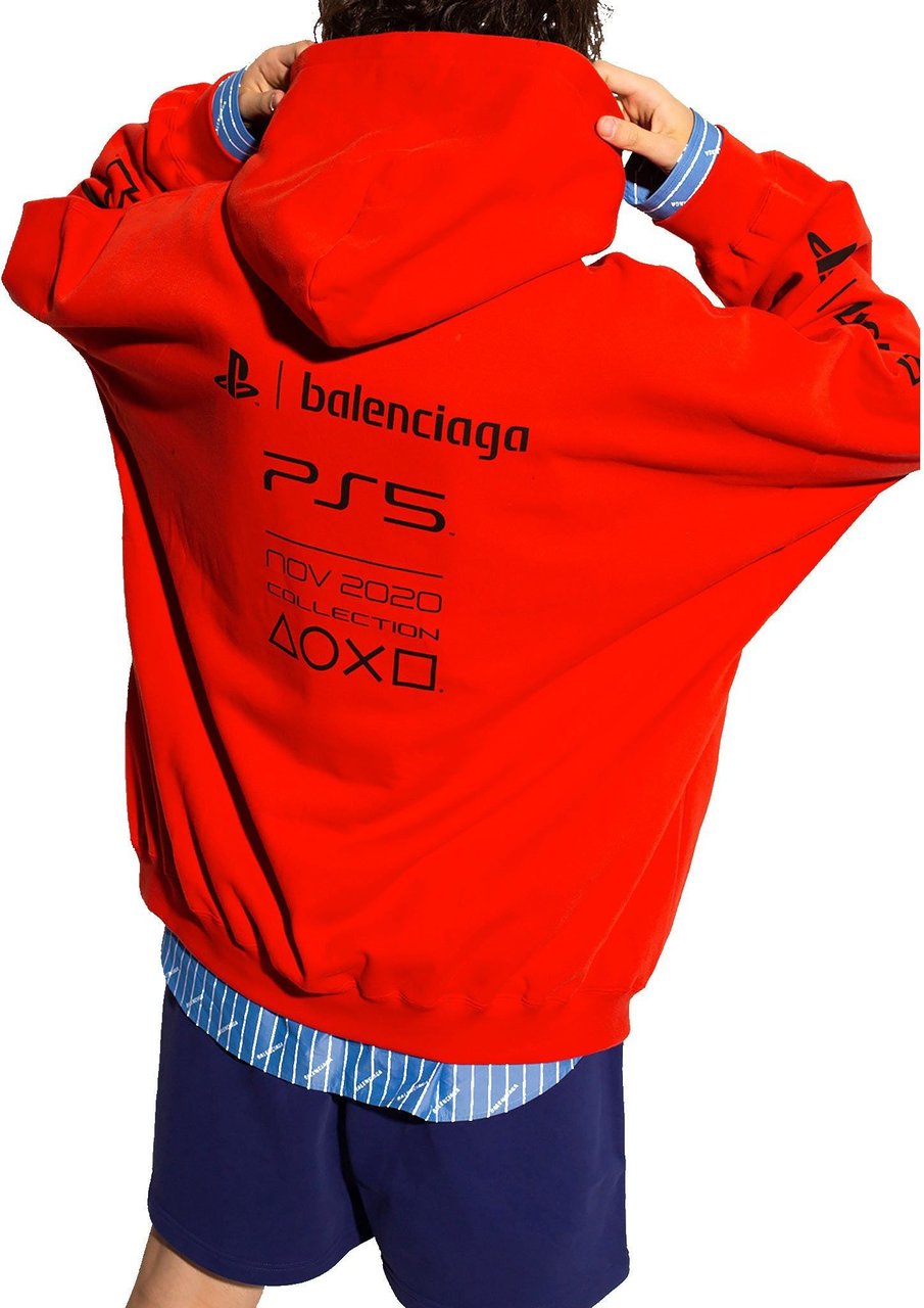Balenciaga Balenciaga Logo Hooded Sweatshirt Rood