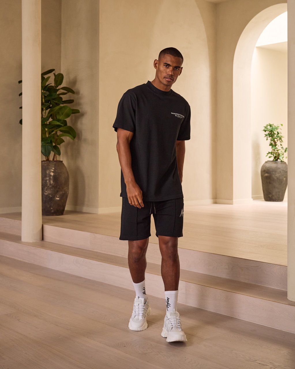 Malelions Worldwide T-Shirt - Black/White Zwart