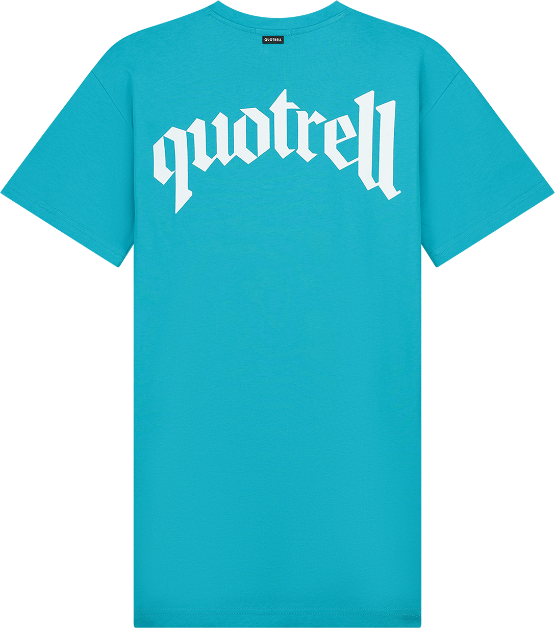 Quotrell Wing T-shirt Dress | Aqua / White Blauw