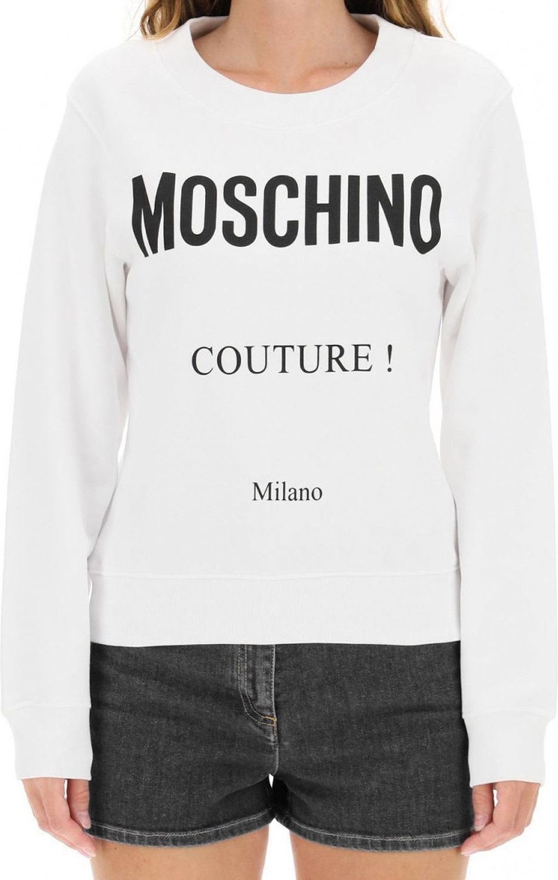 Moschino Moschino Couture Cotton Logo Sweatshirt Wit