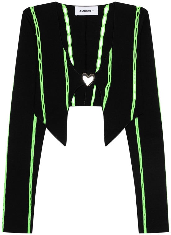 AMBUSH Crop Knit Cardigan Black Sharp Green Zwart