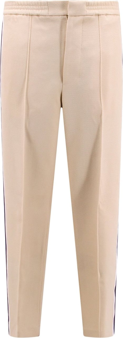 AMI Paris Wool trouser with lateral contrasting bands Beige