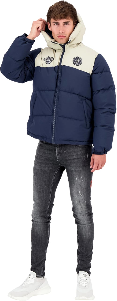 Black Bananas Huddle Puffer Jacket | Navy Blauw