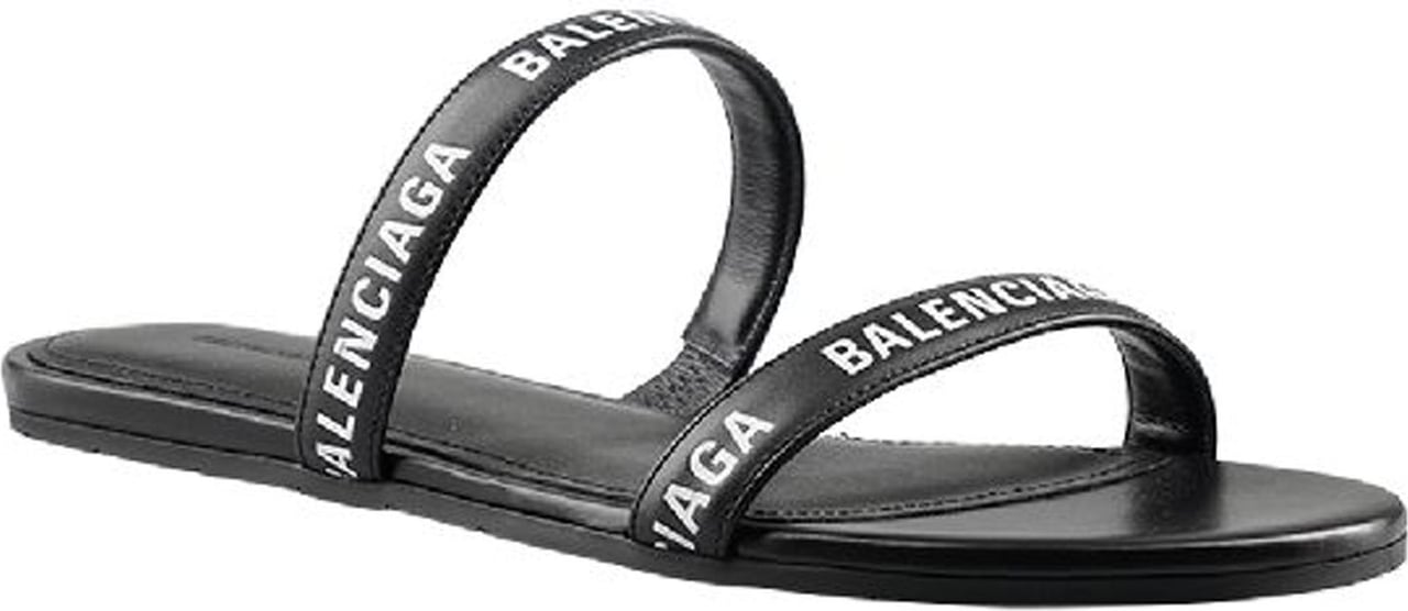 Balenciaga Balenciaga Logo Leather Sandals Zwart