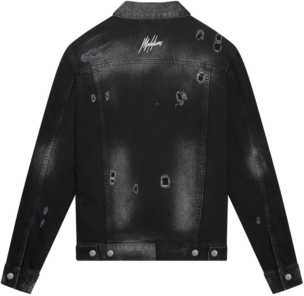 Malelions Stained Denim Jacket - Black Zwart