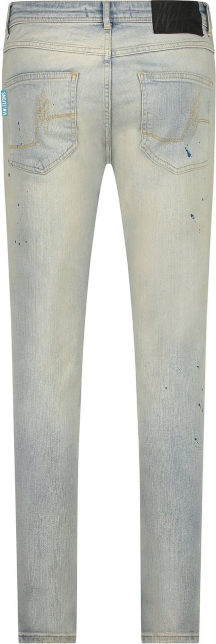 Malelions Men Stained Jeans - Light Blue Blauw