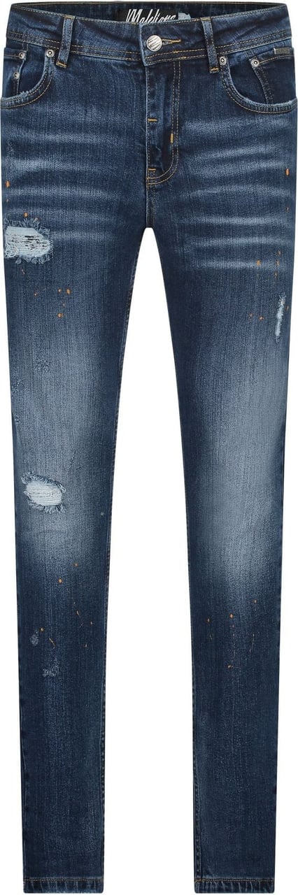 Malelions Stained Jeans - Dark Blue Blauw