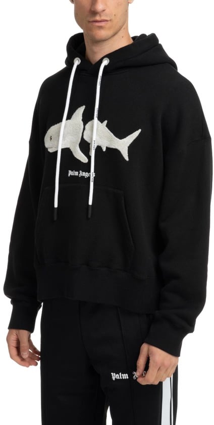 Palm Angels White Shark long-sleeve hoodie Zwart