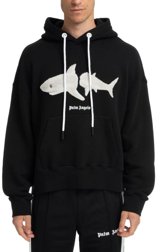 Palm Angels White Shark long-sleeve hoodie Zwart