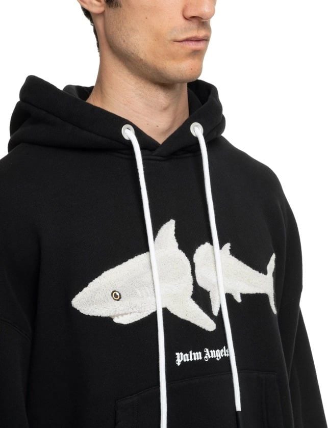 Palm Angels White Shark long-sleeve hoodie Zwart