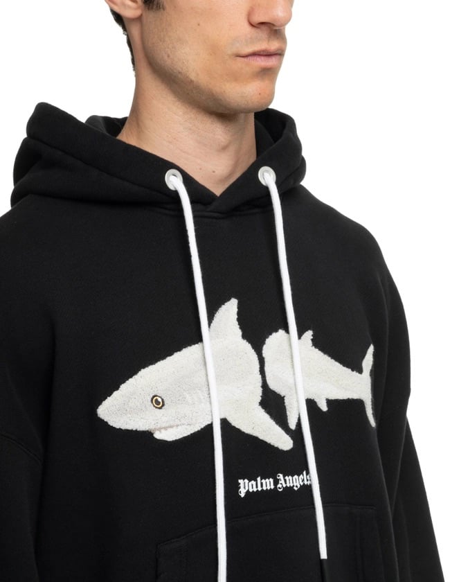 Palm Angels White Shark long-sleeve hoodie Zwart