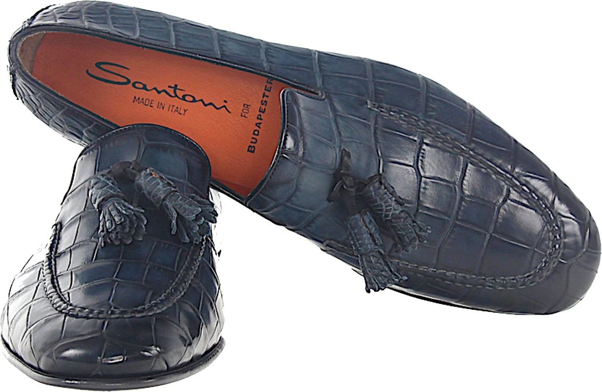 Santoni Loafers Crocodile Leather Toscanini Blauw