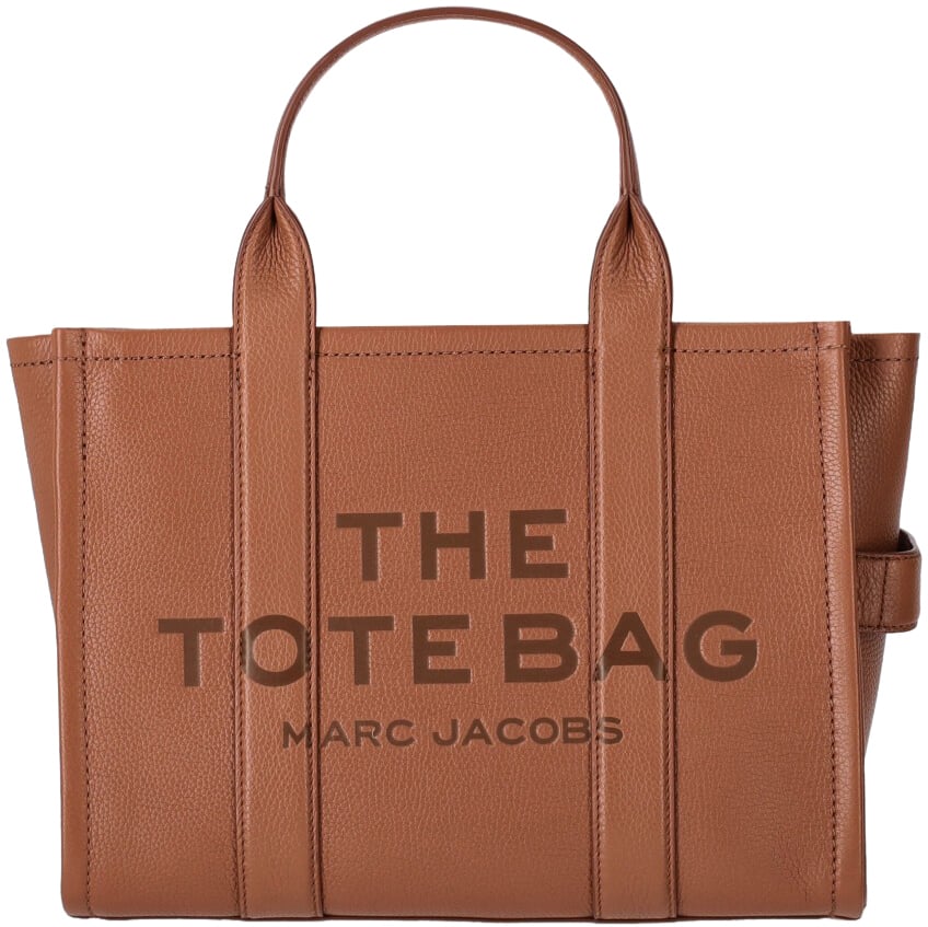 Marc Jacobs The Leather Medium Tote Argan Oil Bag Black Zwart