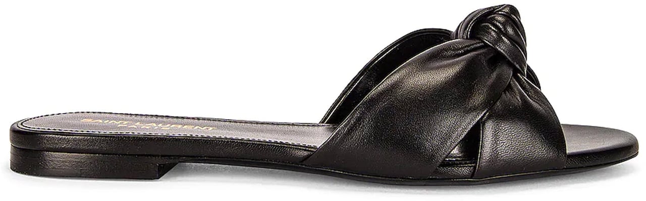 Saint Laurent Saint Laurent Leather Slides Zwart