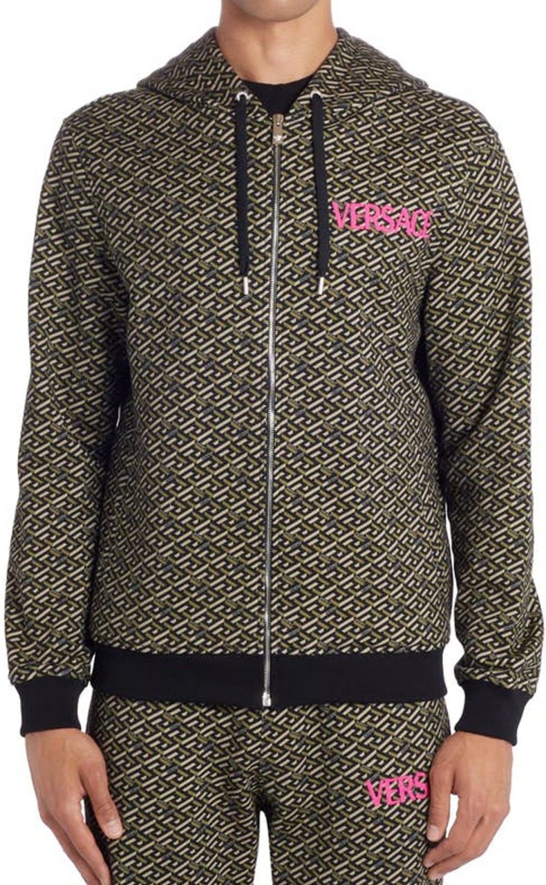 Versace Versace Hooded Zipped Sweatshirt Zwart