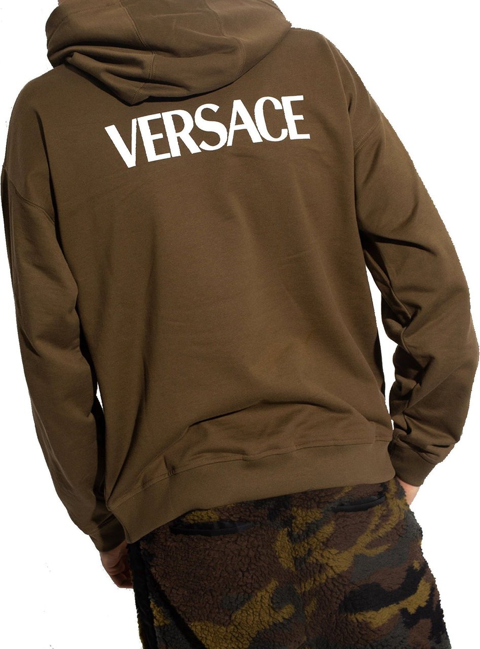 Versace Versace Logo Hooded Sweatshirt Bruin