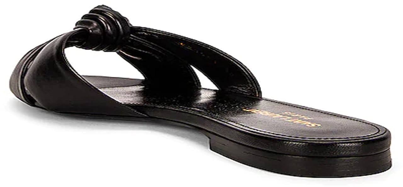 Saint Laurent Saint Laurent Leather Slides Zwart