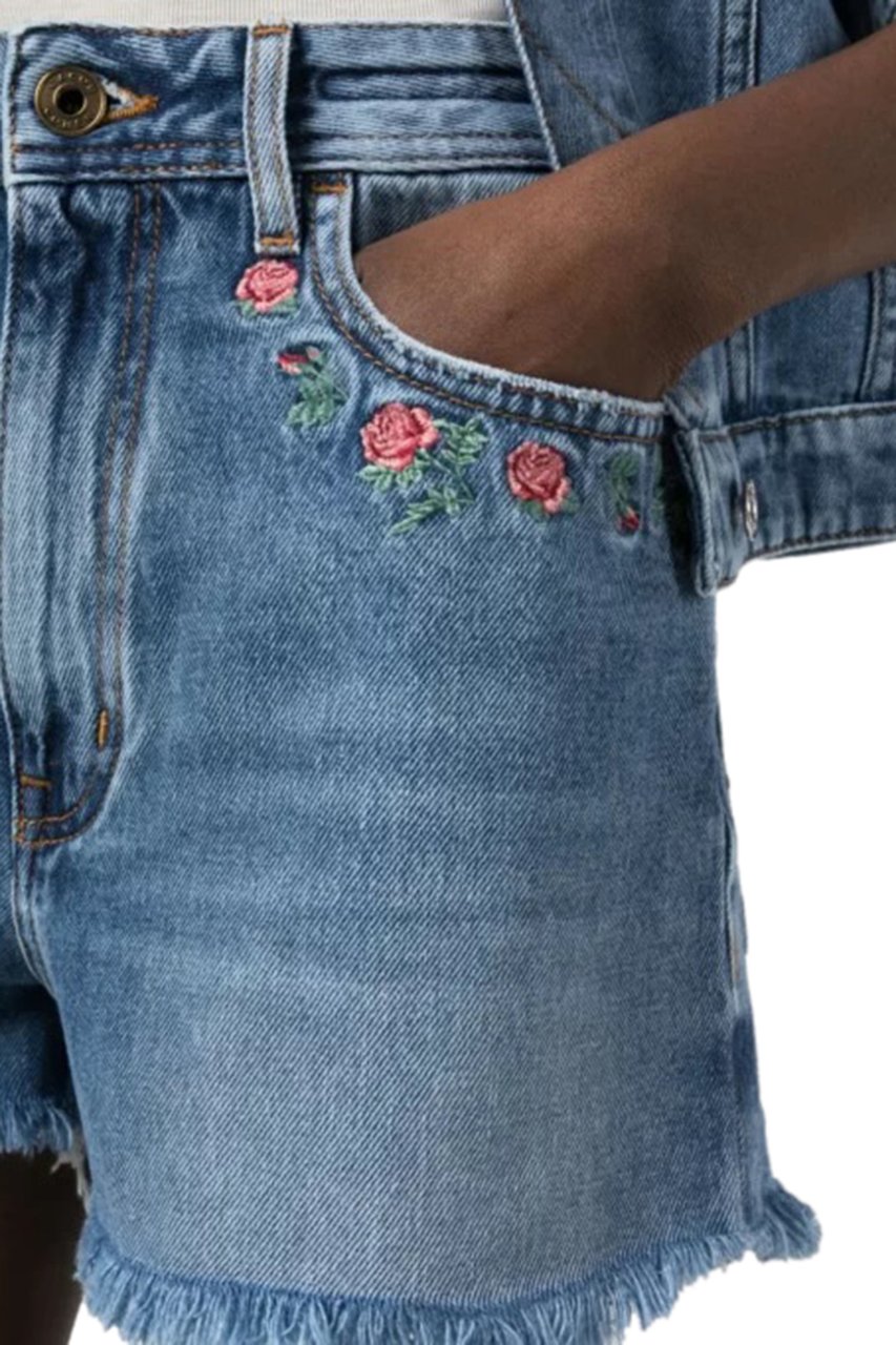 Jacob Cohen floral-embroidered denim shorts Blauw
