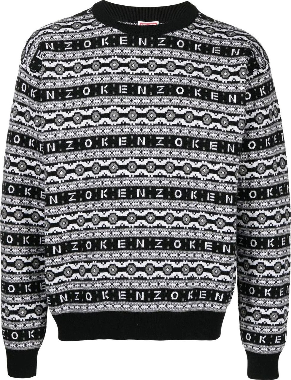 Kenzo logo-jacquard wool sweater Zwart