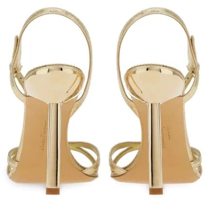 Ferragamo Gancini 105mm metallic leather sand Metallic