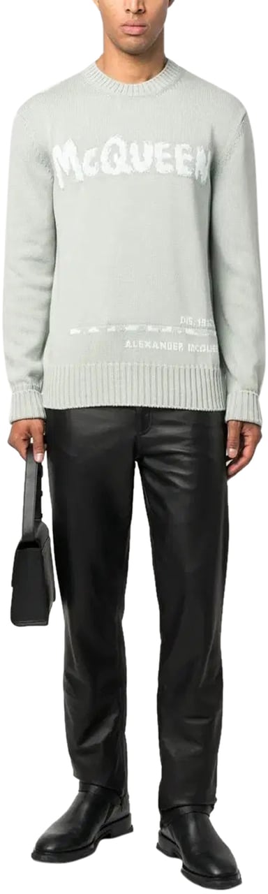 Alexander McQueen logo-intarsia jumper Groen