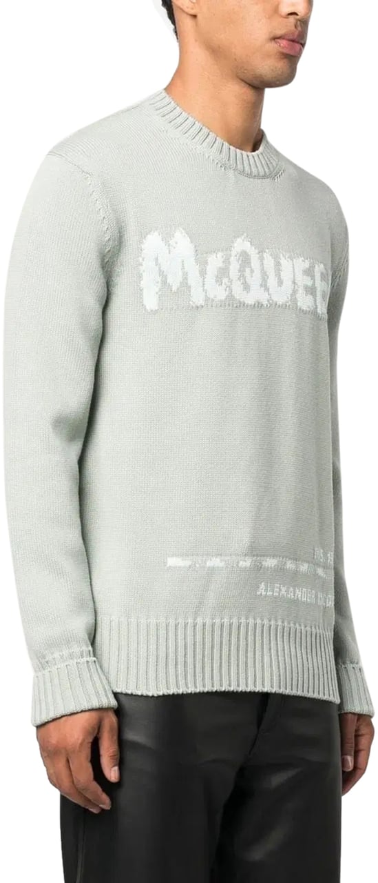 Alexander McQueen logo-intarsia jumper Groen