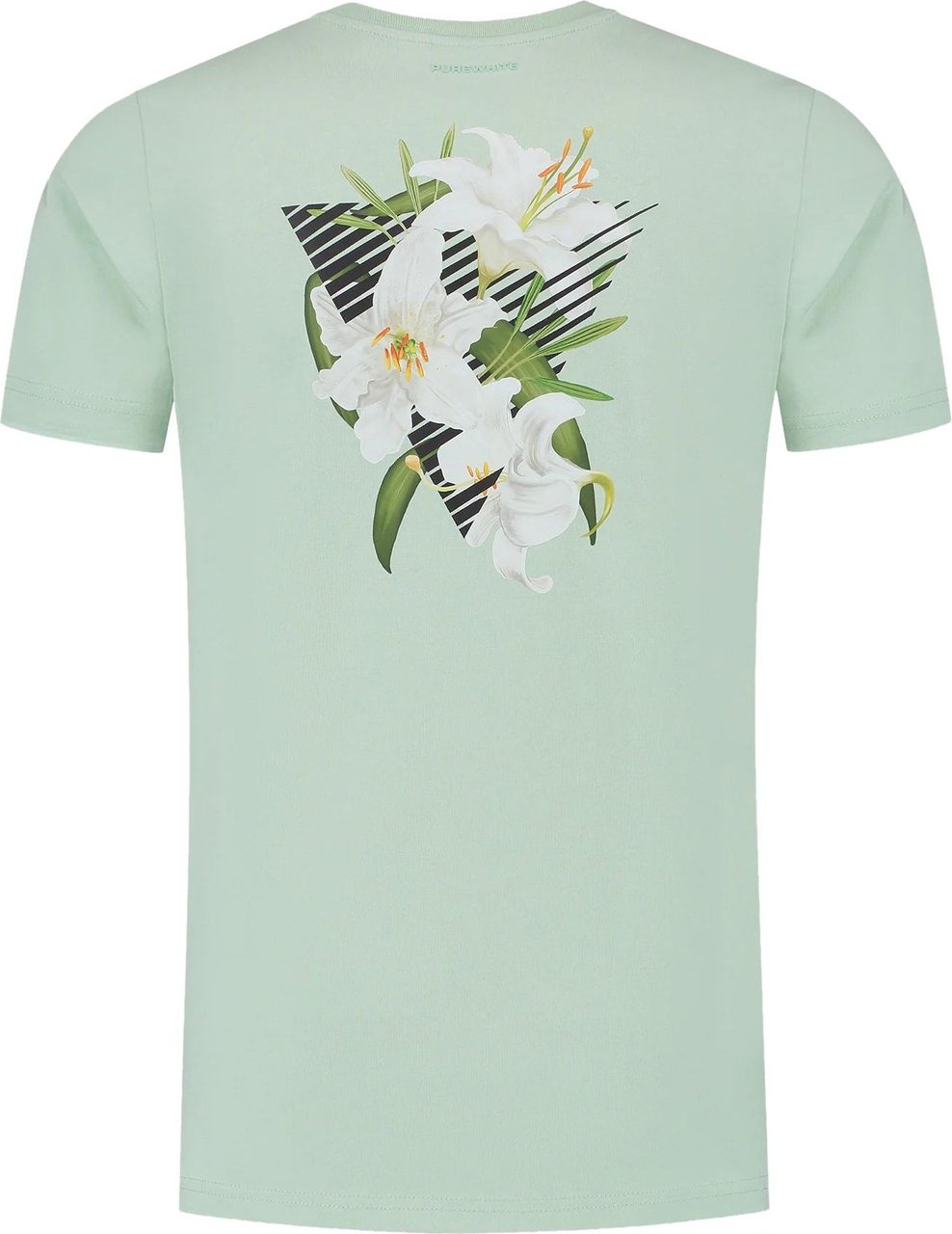 Purewhite Purewhite Triangle Flower Graphic T-shirt Mint Groen