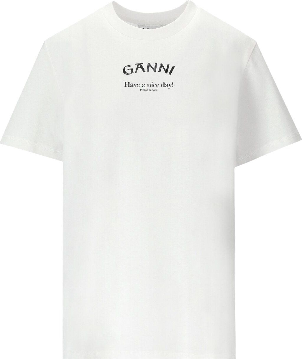Ganni Relaxed O-neck White T-shirt White Wit