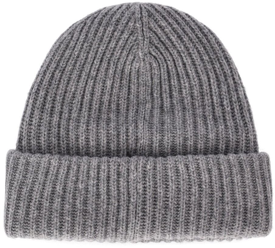 Ganni Mélange Grey Oversize Ribbed Beanie Gray Grijs