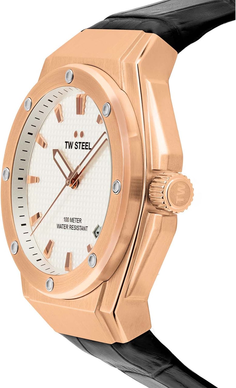 TW Steel TW Steel TWCE4109 3H CEO Tech Rosé Steel Zwart Leer 44mm Roze