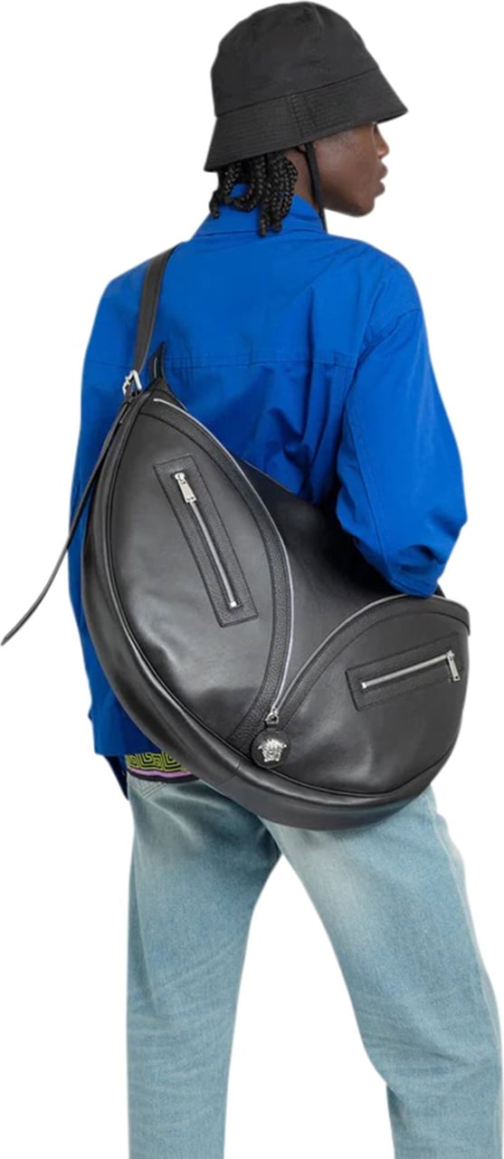 Versace Repeat large shoulder bag Zwart