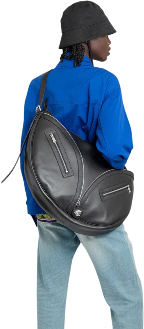 Versace Repeat large shoulder bag Zwart