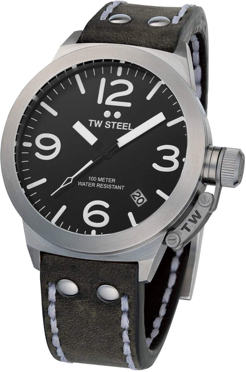 TW Steel TW Steel TWCS101 Canteen Steel Grijs leer 45mm Zilver