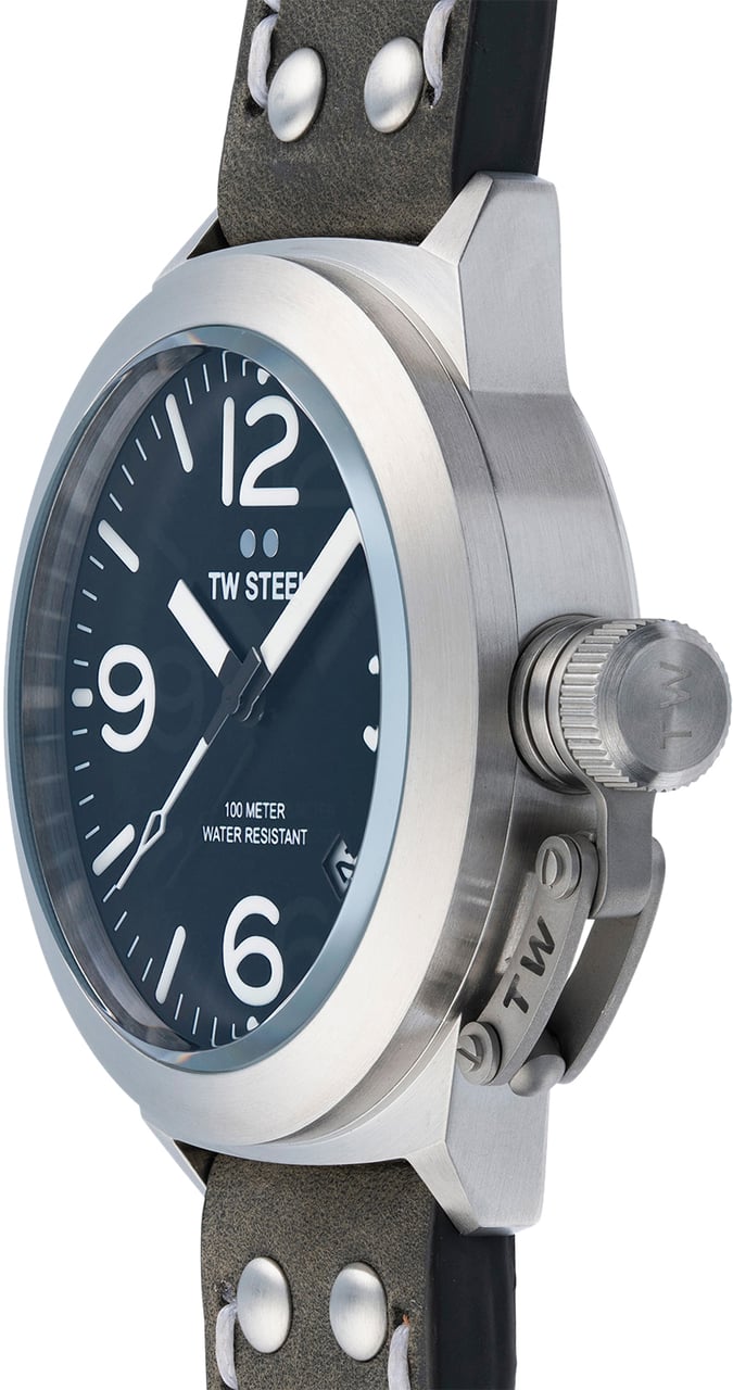 TW Steel TW Steel TWCS101 Canteen Steel Grijs leer 45mm Zilver