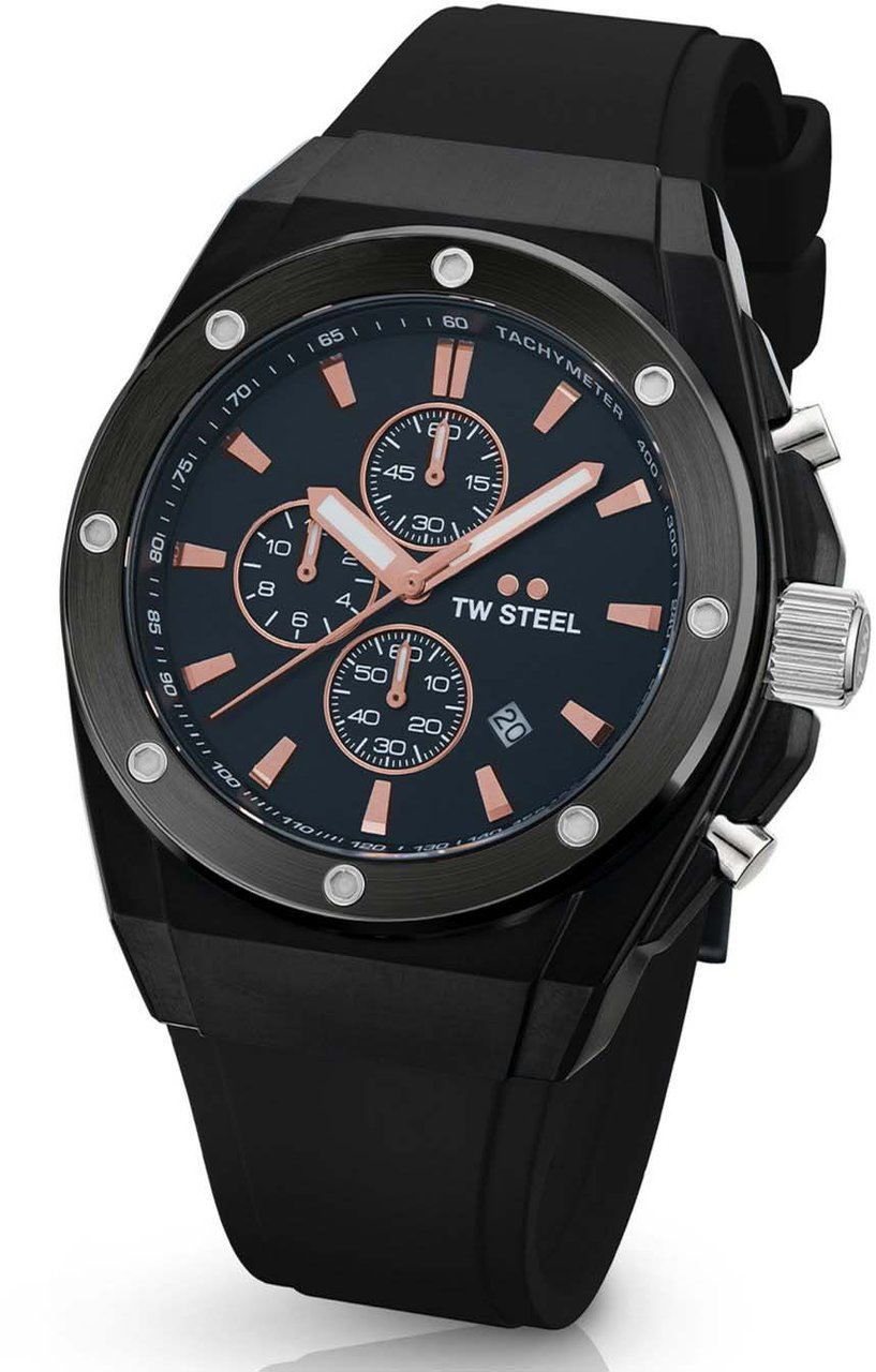 TW Steel TW Steel TWCE4102 CEO Tech Steel Chrono Zwart Siliconen 44mm Zwart
